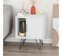 Glynn' Modern Bedside Table with Metal Hairpin Legs 50cm Decortie White 1 Pack