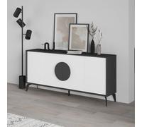 Decortie Gora Anthracite Grey,white Particleboard 4 Door Sideboard With Metal Legs (W) 180Cm