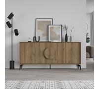 Decortie Gora Dark Oak Effect 4 Door Sideboard Cabinet Console With Metal Legs (W) 180Cm