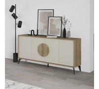 Decortie Sideboard Console 180Cm 35.6X180X82Cm 4 Particleboard Dark Oak Effect, Sandstone, Multi