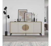 Decortie 'Gora' Four Door Sideboard with Chipboard Handles & Metal Legs in Cream | Size: 3 Pack Decortie Cream 3 Pack