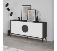 Decortie 'Gora' Four Door Sideboard with Chipboard Handles & Metal Legs in Dark Grey | Size: 3 Pack Decortie Dark Grey 3 Pack