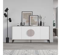 Decortie 'Gora' Four Door Sideboard with Chipboard Handles & Metal Legs in Grey | Size: 3 Pack Decortie Grey 3 Pack