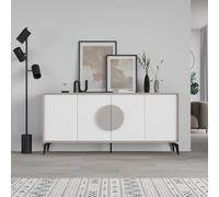 Decortie 4 Doors Sideboard 'Gora' 4 Metal Legs, Chipboard Handle Storage Unit 180cm in Grey | Size: 3 Pack Decortie Grey 3 Pack