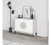 Decortie Gora Sideboard Modern Storage Cabinet With 2 Pull-Open Doors Metal Legs White 110Cm Width