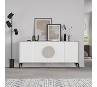 Decortie Sideboard Console 180Cm 35.6X180X82Cm 4 Particleboard Sandstone, White, Multi