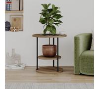 Decortie Grova Round Side Table 50X52Cm Metal Frame Three Open Tiers Dark Oak Effect