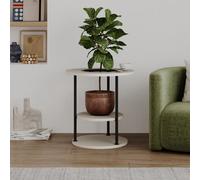 Decortie Grova Round Side Table 50X52Cm Metal Frame Three Open Tiers Sandstone