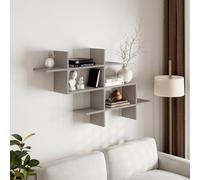 Decortie Halic 3 Tiers Wall Mounted Shelf Modern Floating Bookcase Mocha Grey 150Cm