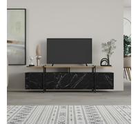 Hanley Modern TV Stand Multimedia Centre TV Unit - Black Marble Effect