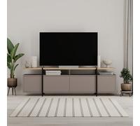 Decortie Hanley Modern Tv Unit Multimedia Centre Mocha Grey, Oak With Storage Tv Cabinet 160Cm