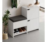 Decortie Haven' Modern Shoe Storage Bench 3 Doors Width 101cm in White | Size: 2 Pack Decortie White 2 Pack