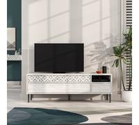 Decortie Heaton Modern Multimedia Unit With Storage Tv Cabinet 60" Ancient White 145Cm