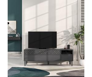 Decortie Heaton Modern Multimedia Unit With Storage Tv Cabinet 60" Anthracite Grey 145Cm