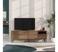 Decortie Heaton Modern Multimedia Unit With Storage Tv Cabinet 60" Dark Oak Effect 145Cm