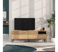 Decortie Heaton Modern Multimedia Unit With Storage Tv Cabinet 60" Oak 145Cm