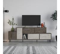Decortie Hermes Modern Tv Unit Multimedia Centre Large Storage 52" Tvs Cabinet Dark Coffee Gold Marble Effect 171.2Cm
