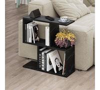 Decortie End Table Versatile Design 19.5X60X60Cm Particleboard Gloss Black Marble Effect, Black