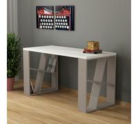 Decortie Honey Modern Desk with Integrated Bookshelf Storage 137cm - Mocha Grey