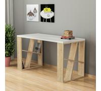 Decortie Honey Modern Desk with Integrated Bookshelf Storage 137cm - Oak