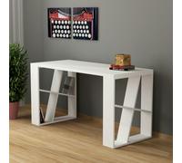 Decortie Honey Modern Desk with Integrated Bookshelf Storage 137cm - White