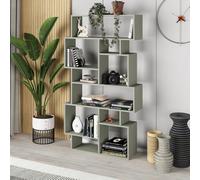 Decortie Karmato Modern Bookcase Display Unit With 10 Compartments Ash Green 168.5Cm Tall