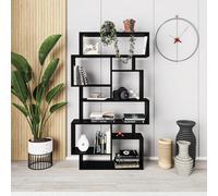 Decortie Karmato Modern Bookcase Shelving Unit Display Unit With 10 Compartments Black Bute 168.5Cm Tall