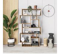 Decortie Karmato Modern Bookcase Shelving Unit Display Unit With 10 Compartments Dark Oak Effect 168.5Cm Tall