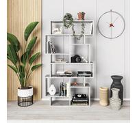 Decortie Karmato Modern Bookcase Shelving Unit Display Unit With 10 Compartments Gold Marble Effect 168.5Cm Tall