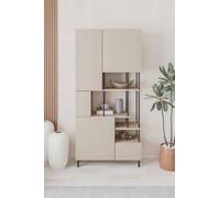 Key Modern Bookcase 5-Door Cabinet with Open Shelves - Sandstone