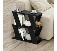 Decortie Lazena Modern 3-Tier Side Table, Black, Slim Particleboard End Table H55.4Cm