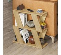 Decortie Lazena Modern 3-Tier Side Table, Oak, Slim Particleboard End Table H55.4Cm