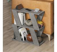Decortie Lazena Modern 3-Tier Side Table, Retro Grey, Slim Particleboard End Table H55.4Cm