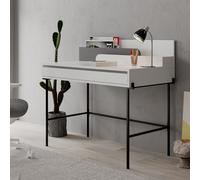 Decortie Leila Modern Desk Computer Desk Office Desk White Anthracite Grey Multipurpose Study Modern Desk Width 110Cm
