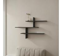 Decortie Leo Anthracite Grey 3 Tier Floating Wall Shelf (H) 80.5Cm