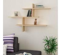 Decortie Leo Wall-Mounted 3-Tier Floating Shelf Bookcase Compact Modern Display Unit Oak 123X22X81Cm