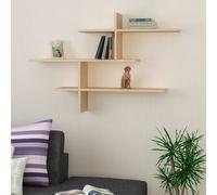 Decortie Leo Wall-Mounted 3-Tier Floating Shelf Bookcase Compact Modern Display Unit Oak 123X22X81Cm