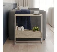 Decortie Lido End Table With Angled Open Storage Travertine 60 X 22 X 60 Cm
