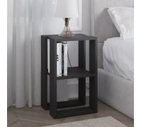 Decortie Lonie Modern Bedside Table Nightstand With Storage Anthracite Grey Width 34Cm