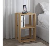 Decortie Bedside Table 30X34X55Cm Particleboard Oak, Cream