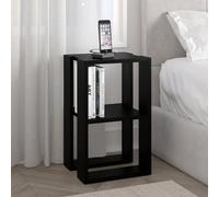 Decortie Lonie Modern Slim Bedside Table Nightstand 34Cm Bedroom Black H 55Cm