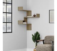 Decortie Luksa Modern Wall Shelf Bookcase Wall Mounted Corner Zigzag Design 60cm - Natural Oak