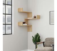 Decortie Luksa Corner Wall Shelf Bookcase Zigzag Design Oak 90X60X22Cm