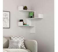 Decortie Luksa Modern Wall Shelf Bookcase Wall Mounted Corner Zigzag Design White 60Cm
