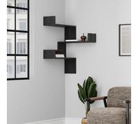 Luksa' Wall Shelf Bookcase Corner Zigzag Design 60cm Decortie Black 1 Pack