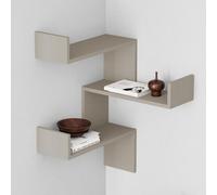 Decortie Luksa Modern Wall Shelf Bookcase Wall Mounted Corner Zigzag Design Sandstone 60Cm