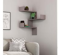 Decortie Wall-mounted Corner Shelf 22X60X90Cm Particleboard, Mocha Grey, Grey