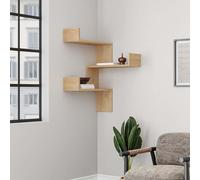 Luksa' Wall Shelf Bookcase Corner Zigzag Design 60cm Decortie Natural 1 Pack