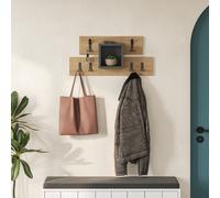Decortie Lumina Modern Wall-Mounted Coat Rack, Wall Hanger With 6 Metal Hooks, Open Shelf Storage, 68X14.80Cm, Oak, Anthracite