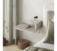 Decortie Luno Modern Floating Corner Bedside Table Nightstand Wall-Mounted Led 30Cm Sandstone Bedroom